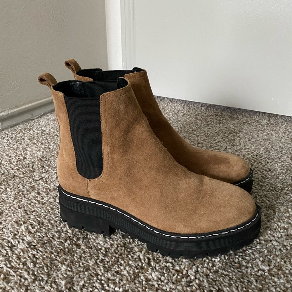 Marc Fisher LTD Padmia Chelsea Boot. Natural Color. Lug sole.
